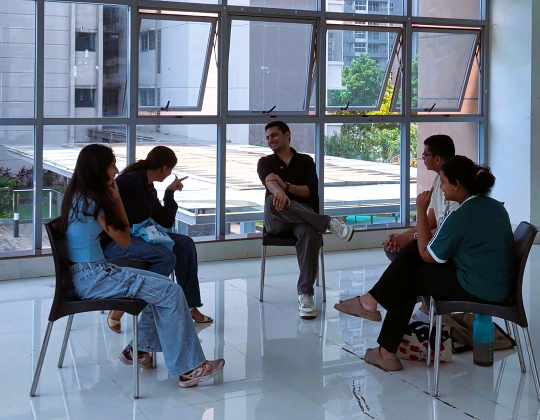 Students taking part in a communication workshop